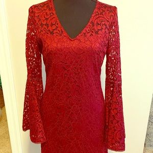 Red Bell sleeve Dress White House Black Market